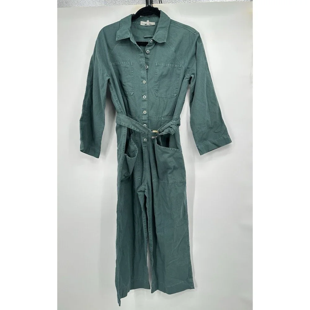 The‎ Great Olive  Vintage Style Cover Alls Jumpsuit Size 1  olive  belt